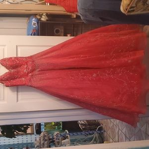 Coral enbroidered ballgown size 8